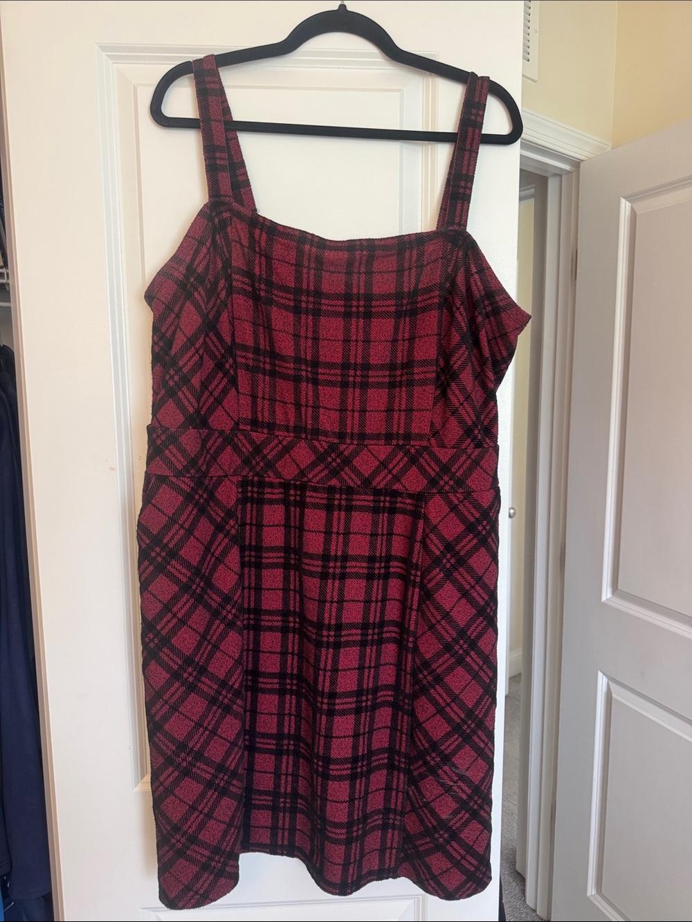torrid Red and Black Plaid Midi Dress with Straps
